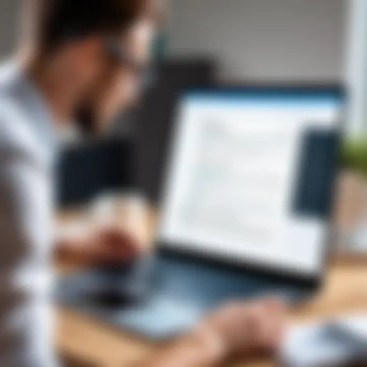 User interacting with document scanning software on a laptop