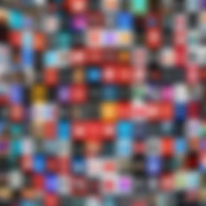 A vibrant collage of YouTube video thumbnails representing diverse content types.