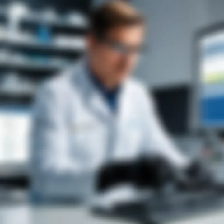 Laboratory technician utilizing Chromeleon software in workflow
