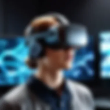Immersive Experience with VR Technology A virtual reality headset demonstrating immersive gameplay