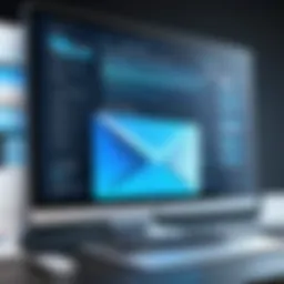 Illustration of various email management tools on a digital interface
