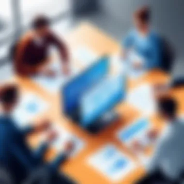 Illustration of team collaboration facilitated by scheduling solutions