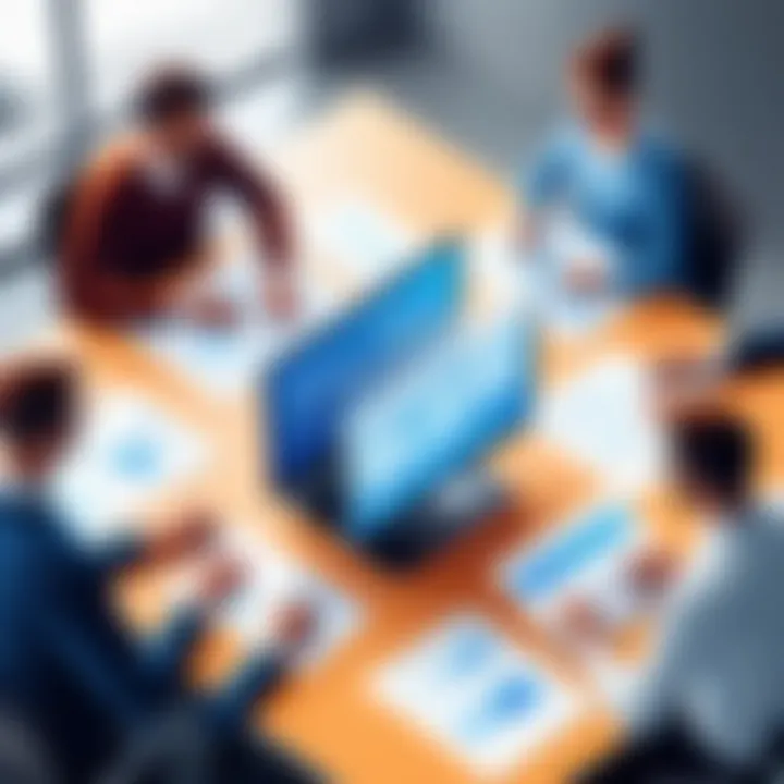 Illustration of team collaboration facilitated by scheduling solutions