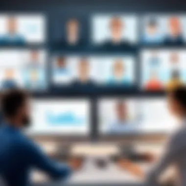 Online Training for Professionals A diverse group of professionals engaged in an online training session via video conference