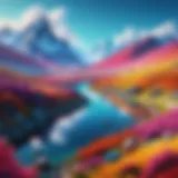 A stunning digital artwork showcasing a colorful landscape