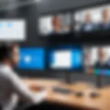 User interface of Microsoft video conferencing software showcasing features