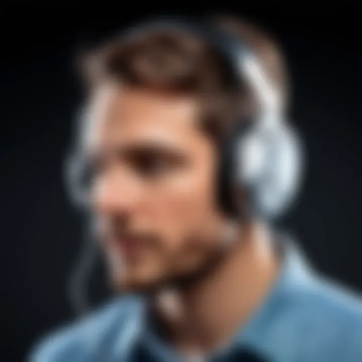 User testing audio noise reduction software with headphones