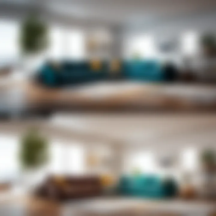 Before and after comparison of virtual staging