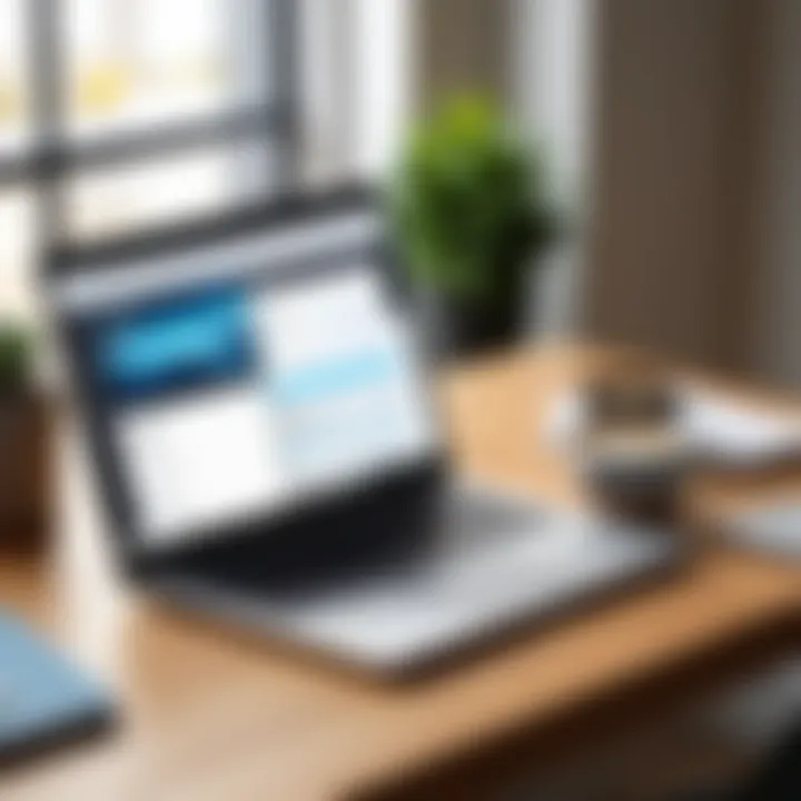 A serene workspace with a laptop, coffee, and a notepad, symbolizing work-life balance.