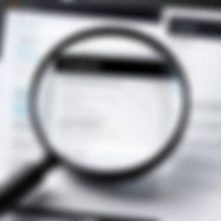 A magnifying glass over a document indicating plagiarism detection