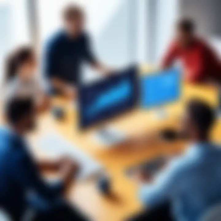 A successful team collaborating through software tools