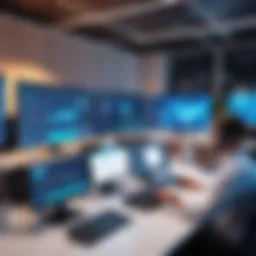 Dynamic outsourced SDR team collaborating in a modern office environment