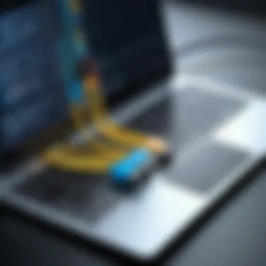 Connecting Laptops with Data Cables Data cable connecting two laptops