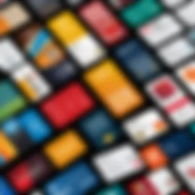 Diverse Loyalty Card Designs A close-up view of loyalty cards featuring different brands and their unique designs.