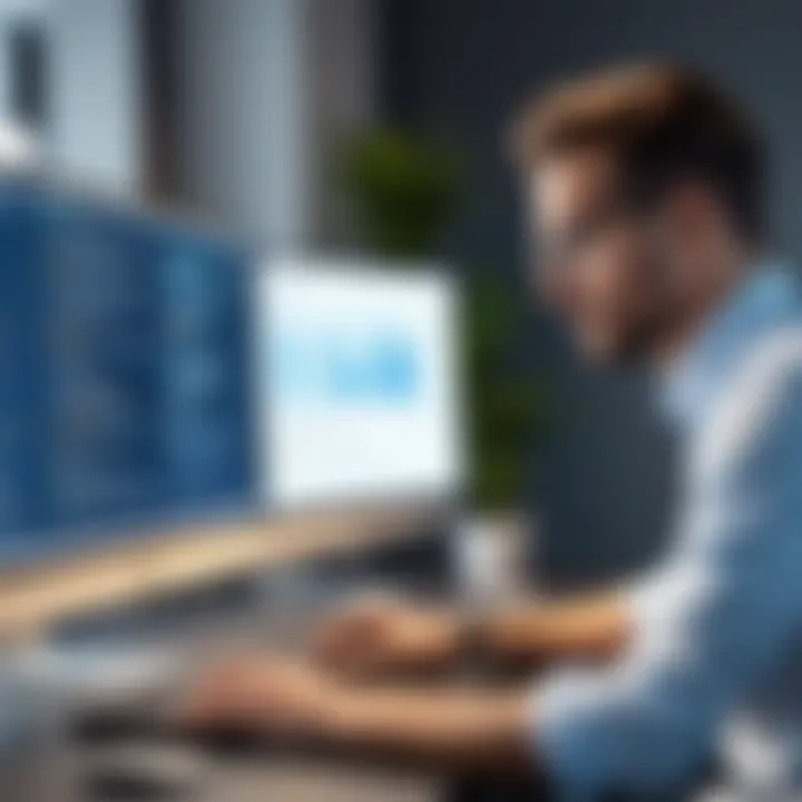 A recruitment consultant analyzing candidate profiles on a computer