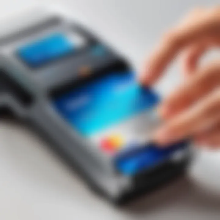 Close-up of a credit card being scanned by a mobile device