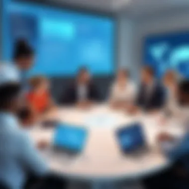 Strategic Meeting for Workforce Engagement A diverse group engaged in a strategic meeting